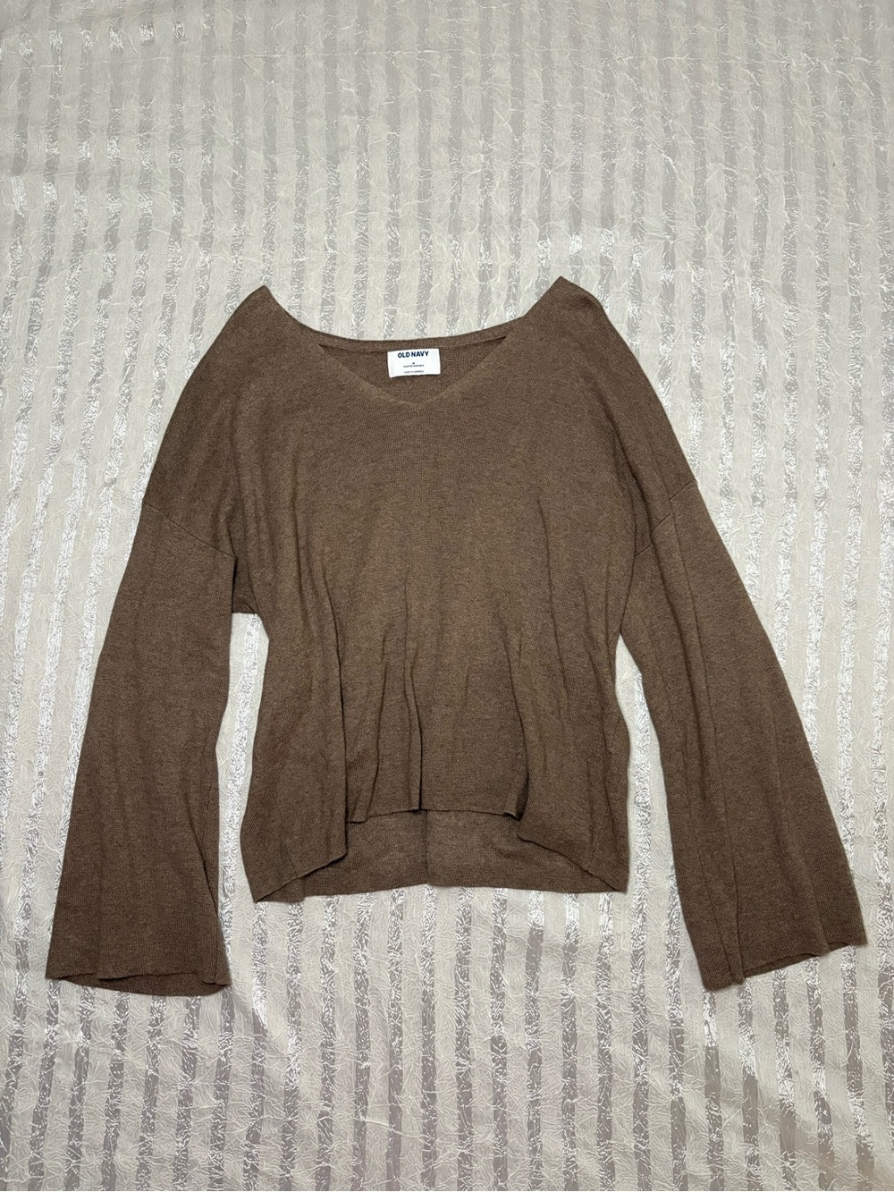 Old Navy Brown Lightweight Knit Sweater with Bell Sleeves
